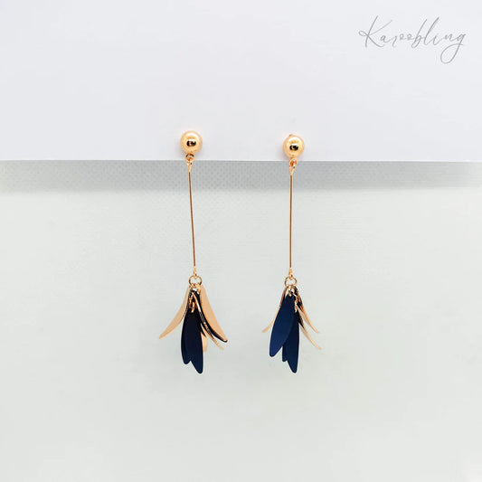 Navy Graceful Bloom Dangle Earrings