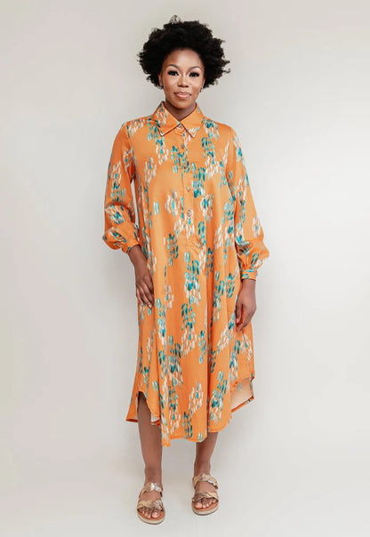 Cotton Shirt Dress Tangerine