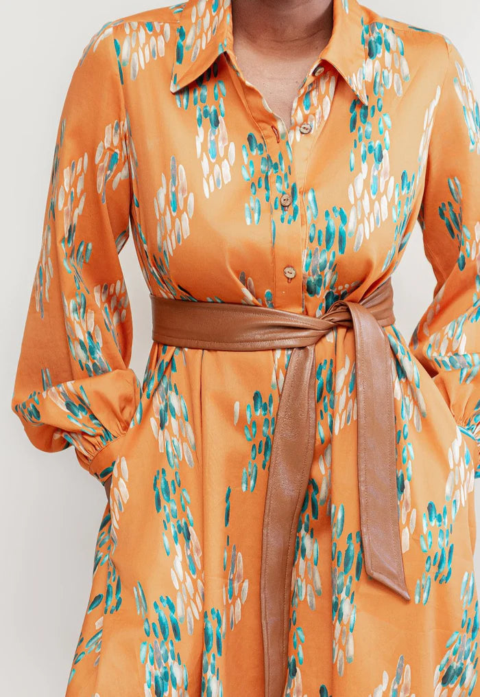 Cotton Shirt Dress Tangerine
