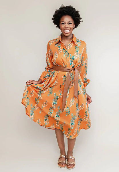Cotton Shirt Dress Tangerine