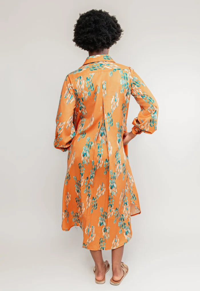 Cotton Shirt Dress Tangerine