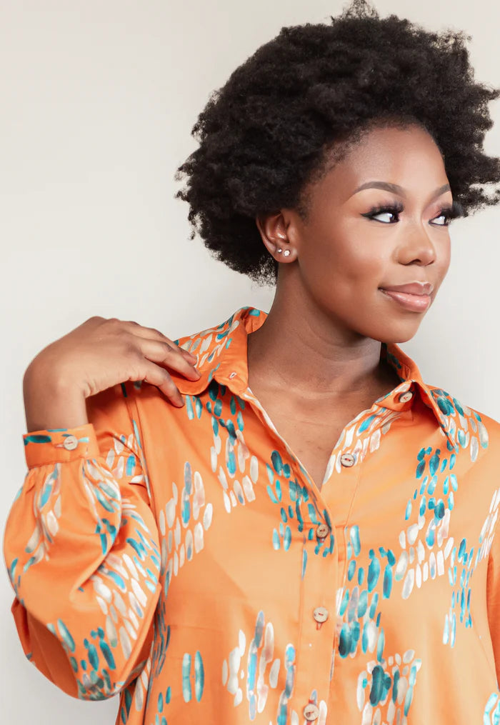 Cotton Shirt Dress Tangerine