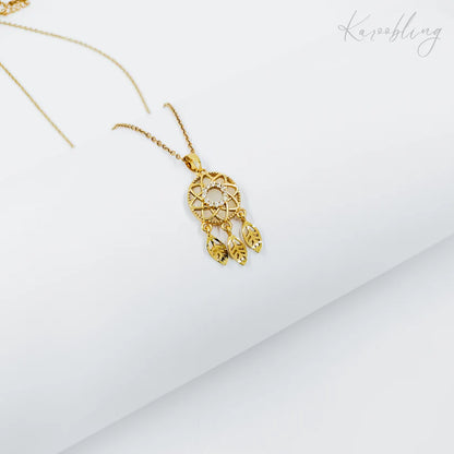 Gold Plated Dreamcatcher Pendant Necklace