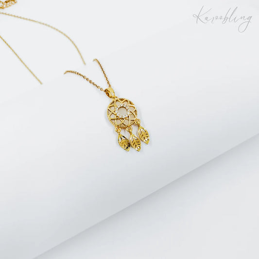 Gold Plated Dreamcatcher Pendant Necklace
