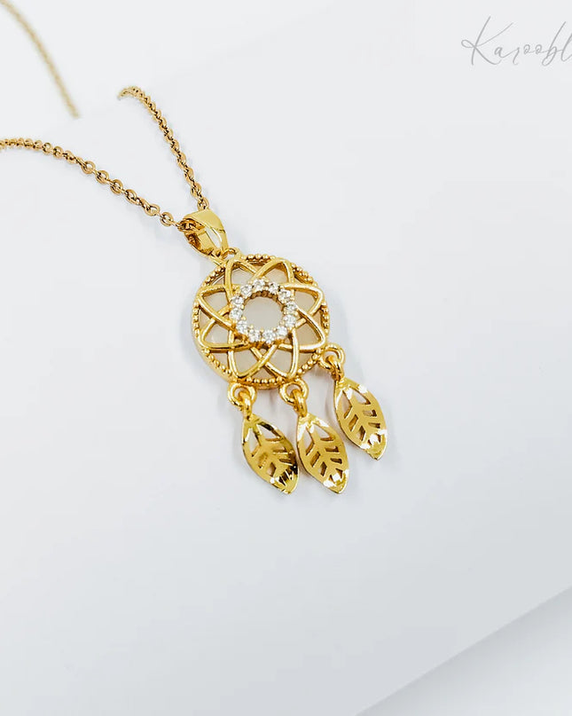 Gold Plated Dreamcatcher Pendant Necklace