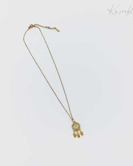 Gold Plated Dreamcatcher Pendant Necklace