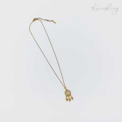 Gold Plated Dreamcatcher Pendant Necklace