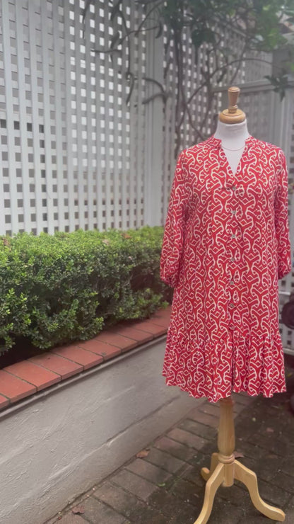 Pintuck Tier Dress - Tangerine