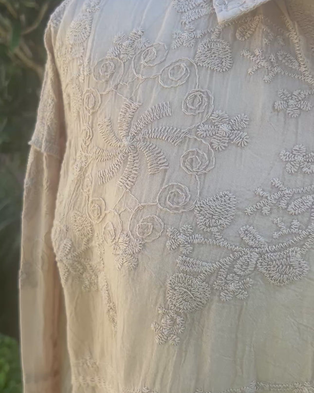 Lavish Embroidered Stone Shirt