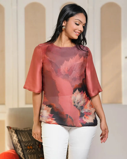 Rouged Red Top - Bell Sleeves