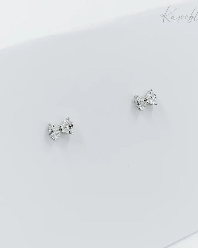 Sterling Silver Cubic Zirconia Bows - Silver