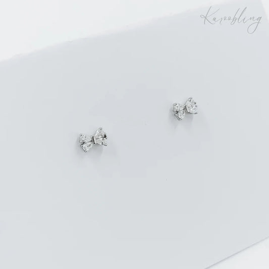 Sterling Silver Cubic Zirconia Bows - Silver