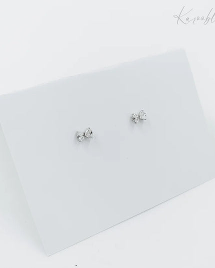 Sterling Silver Cubic Zirconia Bows - Silver