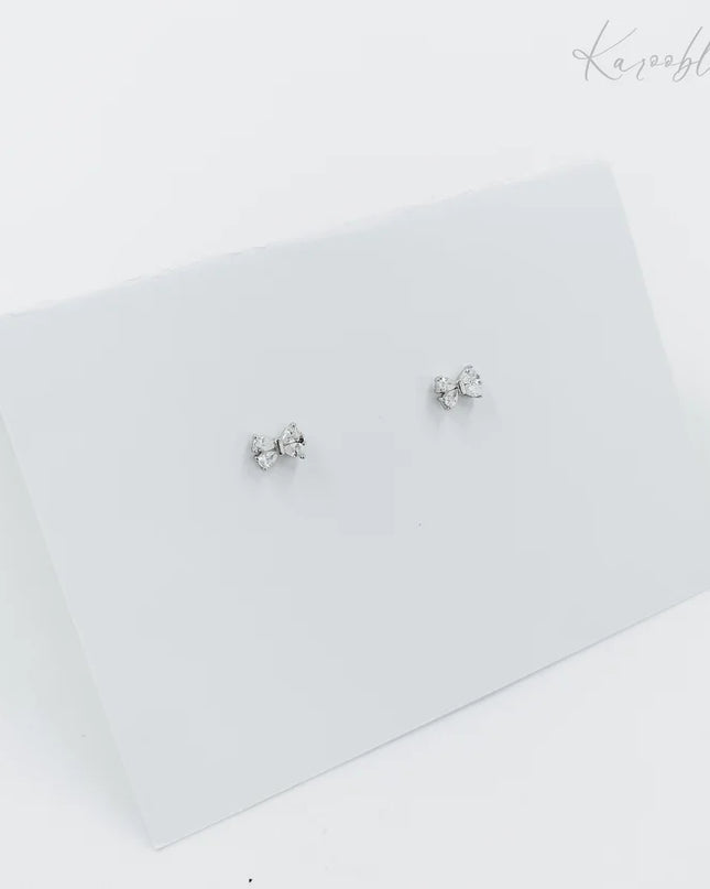 Sterling Silver Cubic Zirconia Bows - Silver