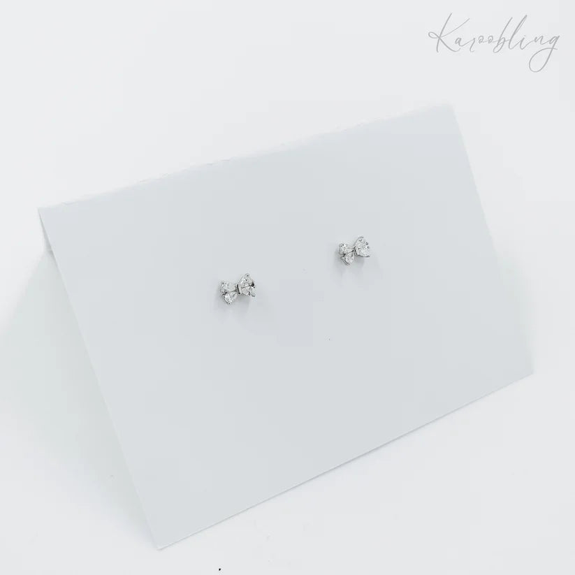 Sterling Silver Cubic Zirconia Bows - Silver
