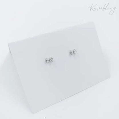 Sterling Silver Cubic Zirconia Bows - Silver