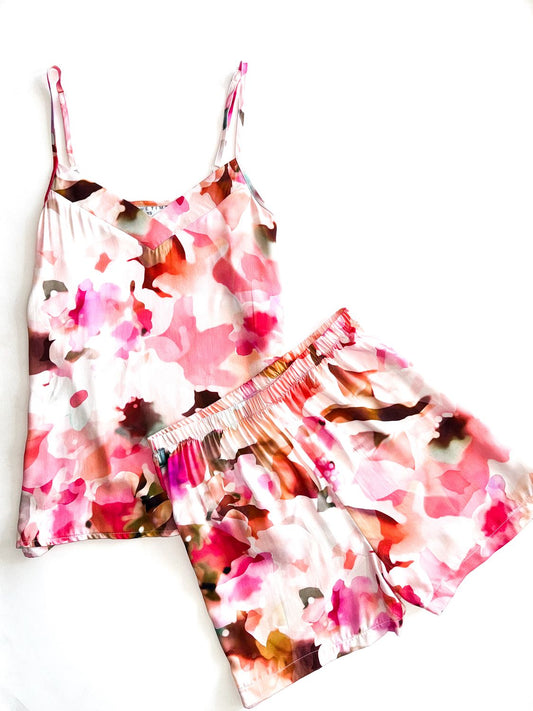 Pink Floral Strappy PJs Set