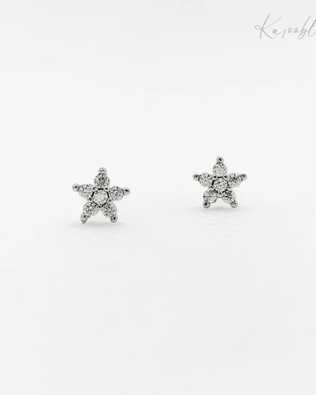 Sterling Silver Teeny Tiny Flower Cubic Zirconia Stud Earrings