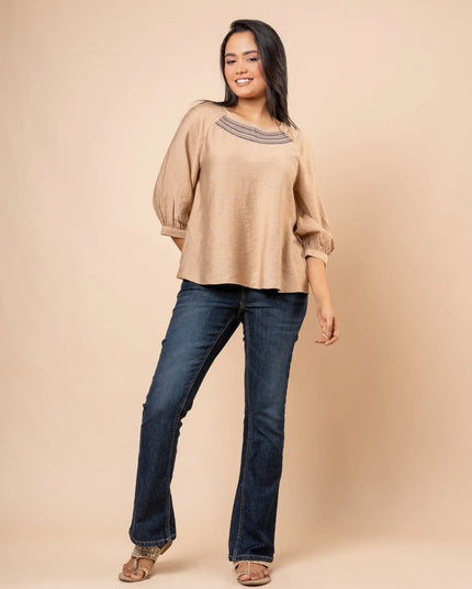 Textured Embroidery Blouse