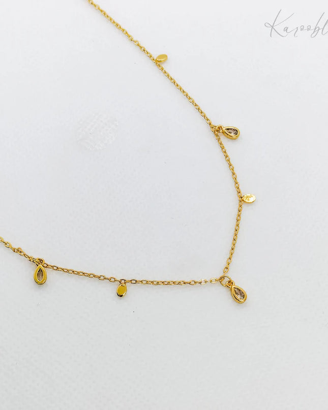 Gold Plated Teardrop Charms Necklace
