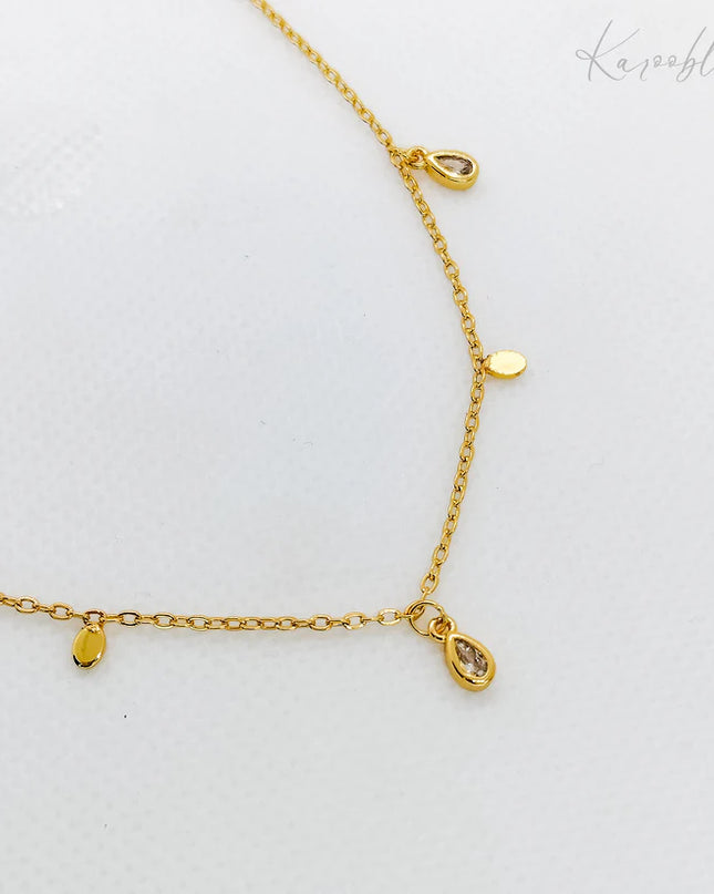 Gold Plated Teardrop Charms Necklace
