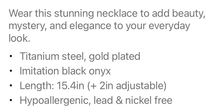 Peri Black Oval Stone Necklace